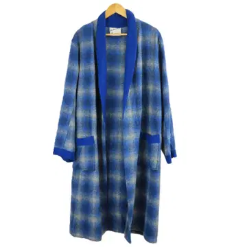 VINTAGE MR.AUSTRALIA 울 체크 가운 코트 파랑