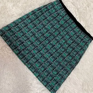 Demi-Luxe BEAMS 트위드 스커트 그린 36 깔끔 고급