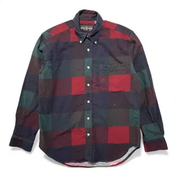 구제 빈티지 샤모아 코튼 블록 체크 긴팔 셔츠