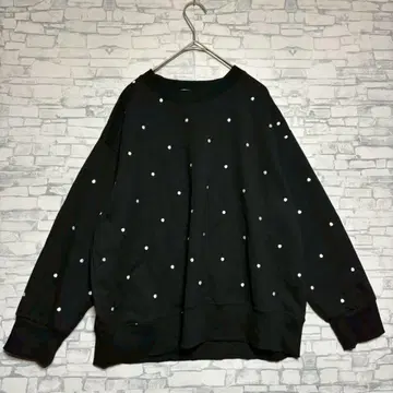 [시마무라] 도트 무늬 크루넥 트레이닝복 블랙 L 사이즈