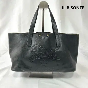 일비종떼 토트백 카프 스킨 블랙 빅 로고 엠보싱