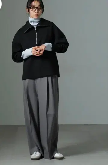 나노 유니버스 스트레치 서지 핀턱 이지 와이드 팬츠 그레이 M