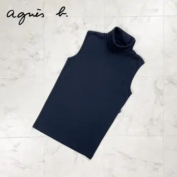 새상품급 agnes b. 터틀넥 슬리브리스 티셔츠 블랙 T2*HD578