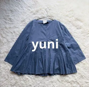 yuni 유니 코튼 플리츠 블라우스 풀오버 개더 절개 블루