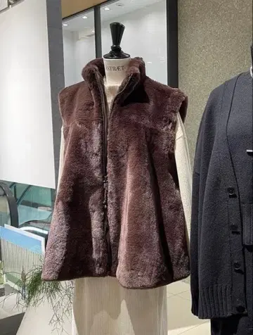 ASTRAET 아스트라트 플레어 인조 모피 베스트