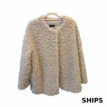 고급 SHIPS Primary 푸들 퍼 모코모코 노카라 자켓