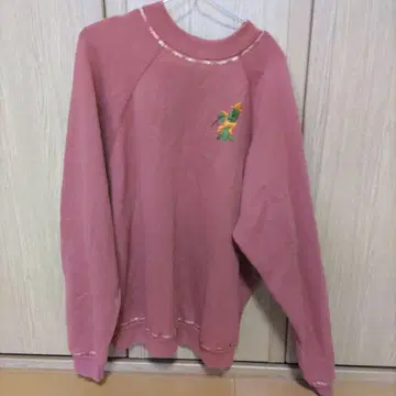 자수 오렌지 맨투맨 구제 의류 x-large 남성용 여성용