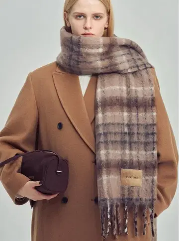 THETOE 에버하드 체크 머플러 브라운