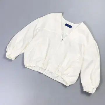 SHIPS 볼륨 슬리브 블루종 V넥 긴팔 화이트 M~L 상당*LD238