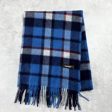 새상품급 폴 스튜어트 캐시미어 머플러 블루 체크 무늬 816