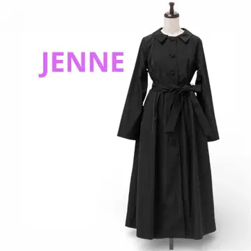 새상품급 젠느 탈착식 옷깃 하이웨스트 플레어 코트 블랙 롱 코트 A라인