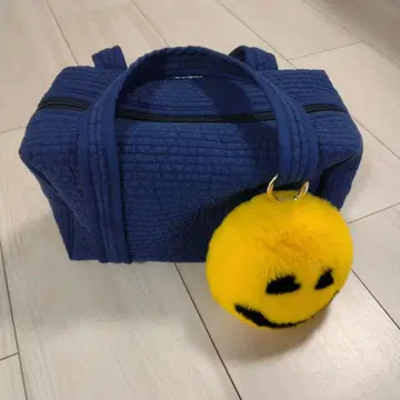 네이비 누비 토트백 츠루하시