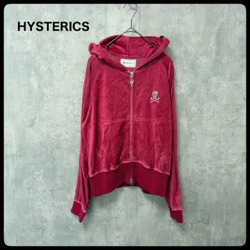 # HYSTERIC 후드 부착 핑크 후드티 벨로아 핑크 상의