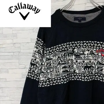 캘러웨이 니트 스웨터 풀오버 노르딕 무늬 안감 부착 L