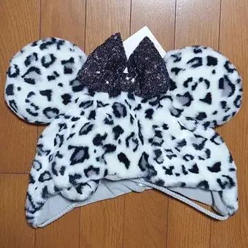 레오파드 무늬 팬캡 디즈니 미니 화이트 레오파드 무늬