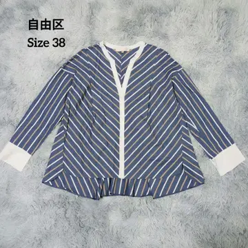 자유구 스트라이프 V넥 블라우스 38 아름다운 실루엣