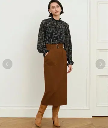 ANAYI 울 칼제 아웃 포켓 스커트