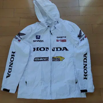 HONDA 레이싱 자켓 화이트 2XL 후드 부착