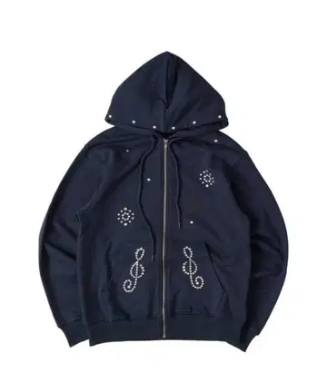 FCMM STUD ZIP UP HOODIE 네이비 후드티