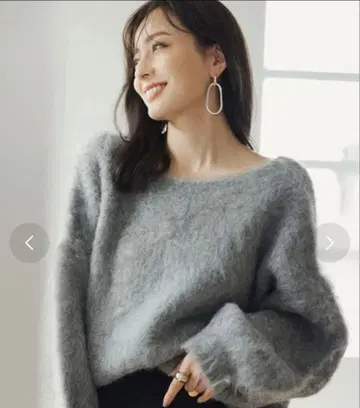 쓰리 알파카 숏 니트 풀오버 그레이