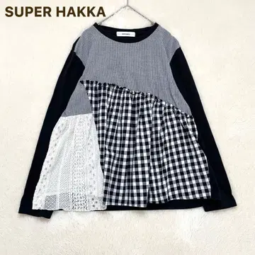 SUPER HAKKA 패치워크 긴팔 상의 깅엄 체크