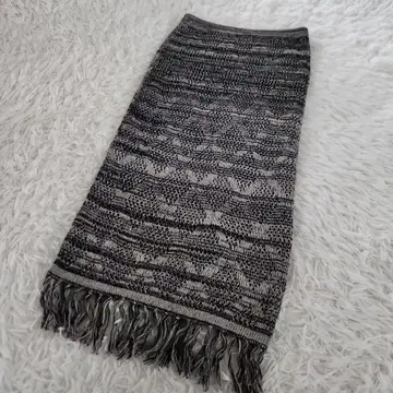 moussy 마우지 프린지 스커트 롱 타이트 동양인 그레이 F