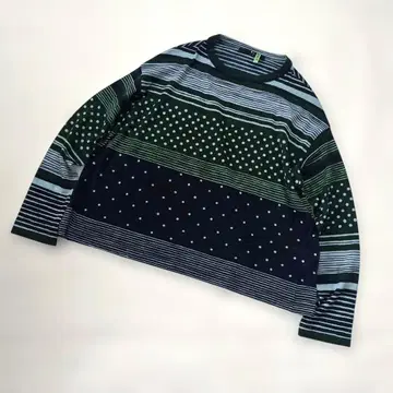 새상품급 45R 풀오버 니트 도트 보더 울