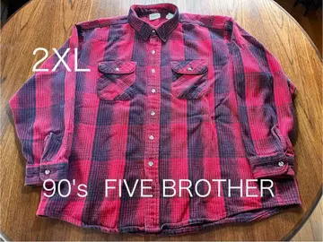 90's FIVE BROTHER 플란넬 셔츠 파이브브라더 헤비 플란넬