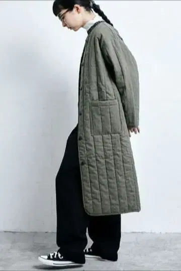 퀼트 롱 코트 퀼팅 코트 린넨