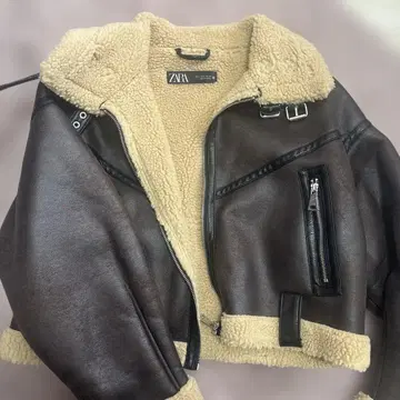 ZARA 가죽 보아 숏 자켓 L