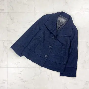 새상품급 바디 드레싱 트위드 숏코트 A라인 네이비 38*HD558