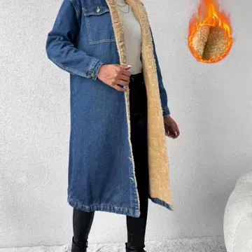 TEMU 구매 보아 안감 데님 롱 코트 오버 사이즈 미사용