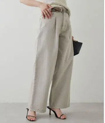 GALLARDAGALANTE 턱 와이드 데님 라이트 그레이