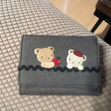 familiar 곰 자수 3단 폴더형 지갑