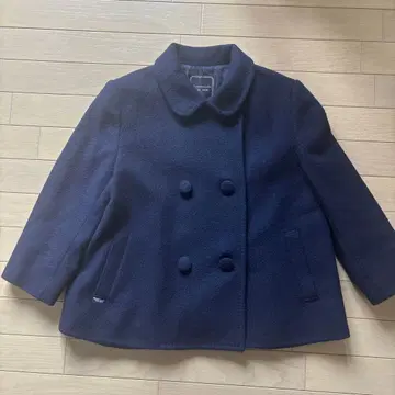 네이비 더블 브레스트 피 코트