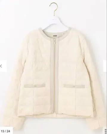 아이보리 트위드 다운 자켓 M 사이즈