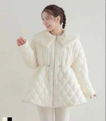 [ 새상품 택 포함 ] fit more 퍼 옷깃 퀼팅 코트 화이트