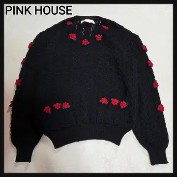 PINKHOUSE 스웨터 꽃 모티브 케이블 니트 블랙