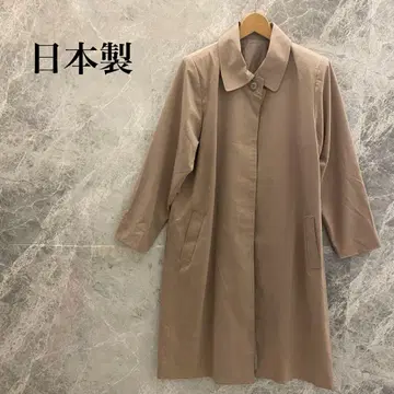 [ 새상품급 ] 일본제 롱 코트 트렌치코트 베이지 목 부분 버튼