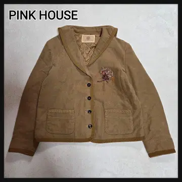PINKHOUSE 세일러 카라 자켓 꽃무늬 자수 브라운