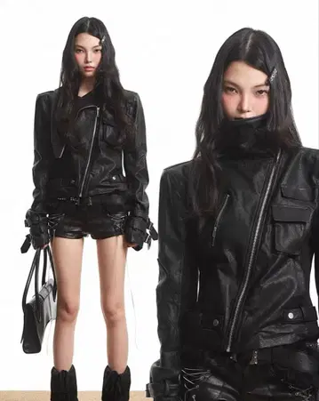 Black Punk High Street Leather Jacket