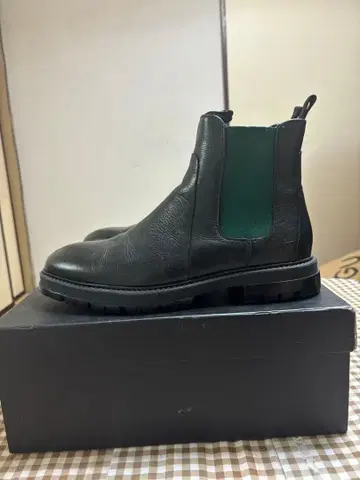 스테파노 로시 블랙 가죽 사이드 고어 부츠 26cm