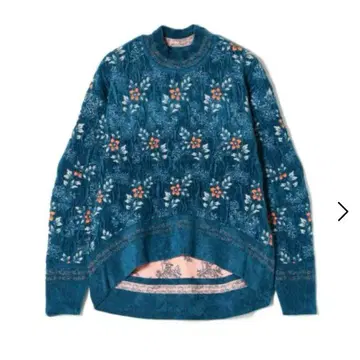 mame kurogouchi 자수 장식 블루 오버 사이즈 니트 상의