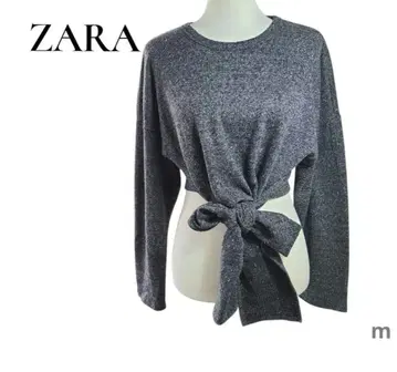 ZARA 프론트 리본 크롭 기장 얇은 소재 스웨터 스타일업