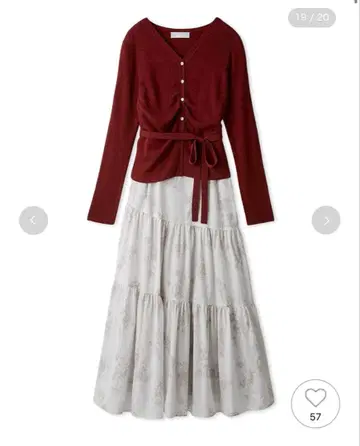 셀포드 티어드 원피스 & 가디건 세트