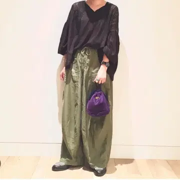 나프론 BEAMSBOY 퍼플 벨벳 복조리백 S