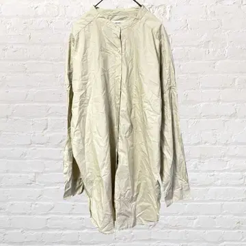 12112 니코앤드 코튼 노카라 셔츠 L 튜닉 베이지 구제 의류