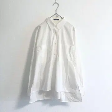 allureville 최근 모델 스텝헴 와이드 셔츠 화이트