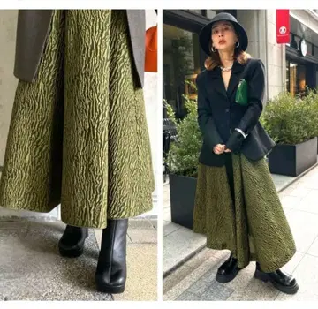 AMERI vintage JACQUARD TUCK VOLUME SKIRT