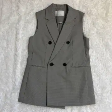 INED 여성용 베스트 자켓 S 체크 무늬 플랑드르 이네드